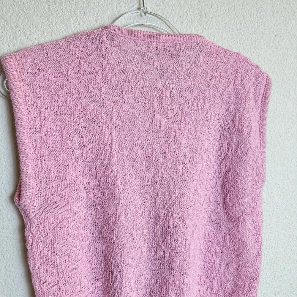 Pendleton Vintage Pink Wool Pointelle Knit Sweater Vest‎ Petite Small USA Made